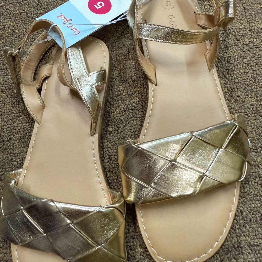 Metallic Gold Women’s Braided Strap Sandals